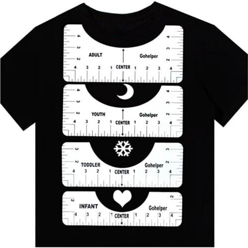 4Pcs/Set T-Shirt Alignment Ruler For Guiding Tshirt Measurement Ruler With Size Chart DIY Drawing Template Craft Tool Drafting