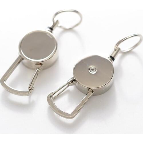 Pack of 2 Retractable Badge Reel, Heavy-Duty Badge Holder Reel with Key Ring Carabiner Belt Clip for ID Card