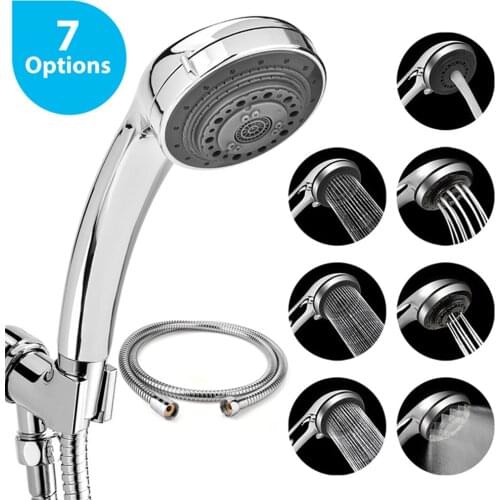 7 Mode Nozzle ABS Shower Sprayer Shower Head Hand-Hold Rainfall Jet Spray High Pressure Powerful Massage Shower Head With Pipe