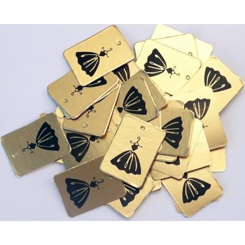 Wholesales 500pcs Gold Cardboard Blank Paper Clothing Price Tag 3*4CM Jewelry Gift Hang Tag Card Square Label card