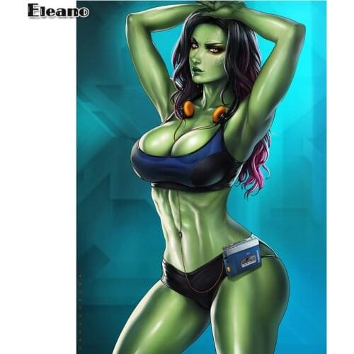 Print anime music Green woman sexy girl art canvas poster customized 16x24 24x36 inch living room bedroom home wall picture