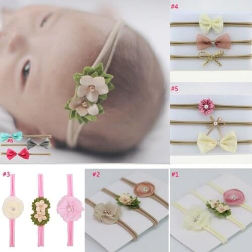 Pudcoco Girl Headband 0-6M USA Beauty 3Pcs Baby Girls Infant Kids Flower Bow Headband Hair Band Accessories