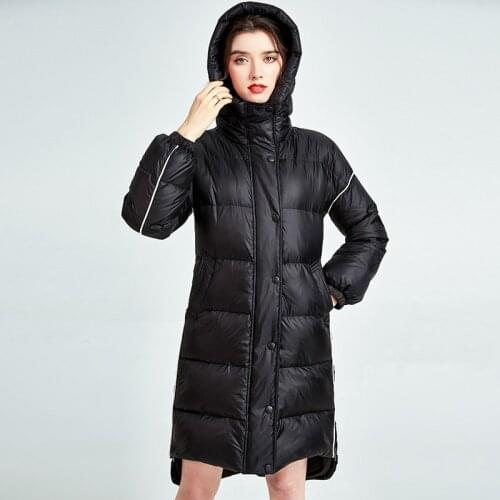 Winter Fashion Womens More Than 300g Down Filling Hooded Fluffy Down Coat Female Striped Thick Warm Down Jacket Parkas F2536