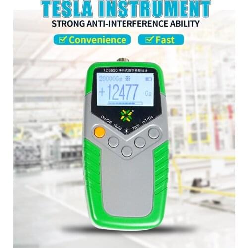 Handheld Digital Permanent Magnet Gauss Meter Tesla Meter Magnetic Flux Meter Surface Magnetic Field Test TD8620