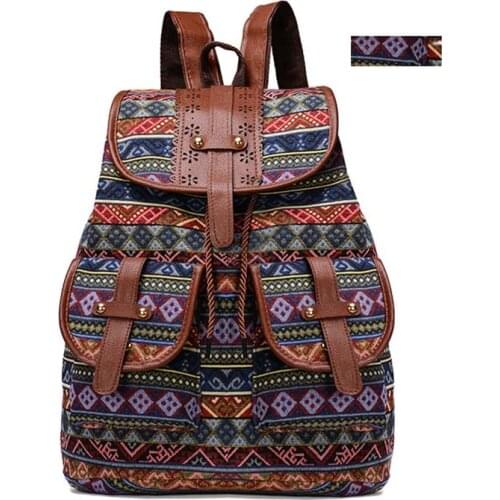 New Arrival Fashion Ladies Backpacks Large Capacity Indian Style Shoulder Bags Canvas Casual Travel Handbags