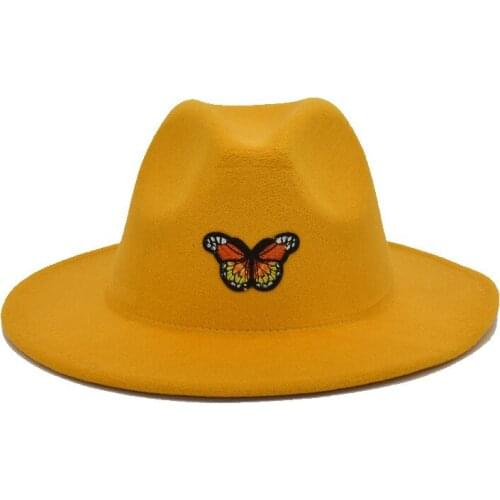 Fedoras butterfly hat wide brim hat Panama felt hat for male jazz hat church top cap british women hats for men шляпа женская