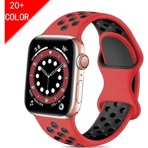 Silicone Strap For Apple Watch band 44mm 40mm 38mm 42mm 44 mm soft Breathable watchband correa bracelet iWatch 3 4 5 6 se band