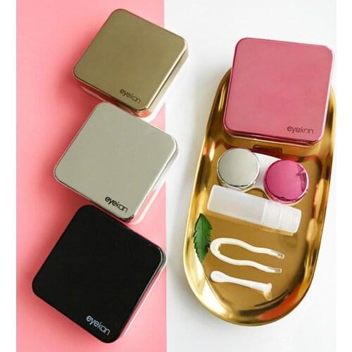 New Reflective Cover Contact Lens Case with Mirror Portable Women Man Unisex Contact Lens Container Lovely Eye Contact Lens Box