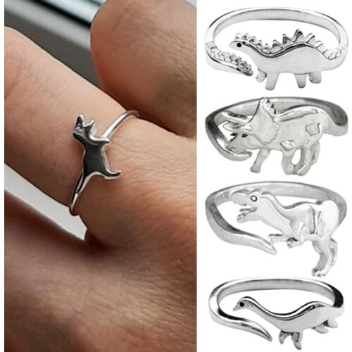 Punk Dinosaur Couple Promise Rings for Women Men Dinosaur Gothic Dragon Ring Attendant Wedding Set Lover Gift Animal Jewelry