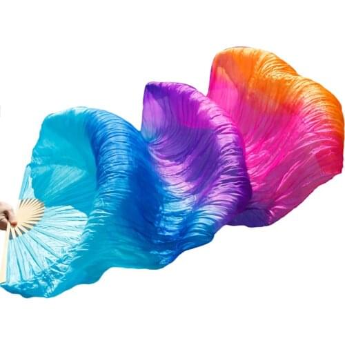 Real Silk 1 Piece Right Hand Belly Dance Fan Line Dance Props Dance Silk Rehearsal Fan Handmade Bamboo 100% Natural