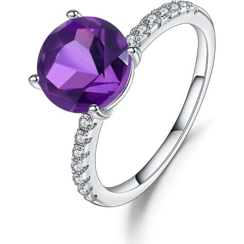 Gems Ballet Purple Vintage Wedding Rings For Women Fine Jewelry 2.66Ct Natural Amethyst Gemstone Ring 925 Sterling Silver