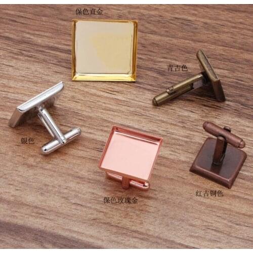 100pcs/lot DIY Square Cufflink backs Cufflink Support 12MM - 20MM Plated Cufflink Findings Jewelry Accessories Bronze C