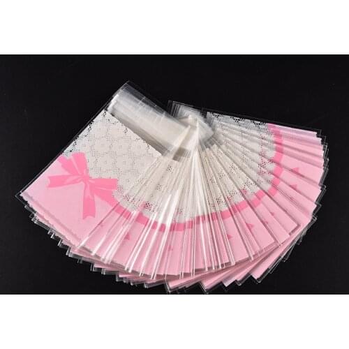 100pcs/lot Mini Flower Lace Self-adhesive Plastic Souvenir Valve Bags For Biscuits Snack