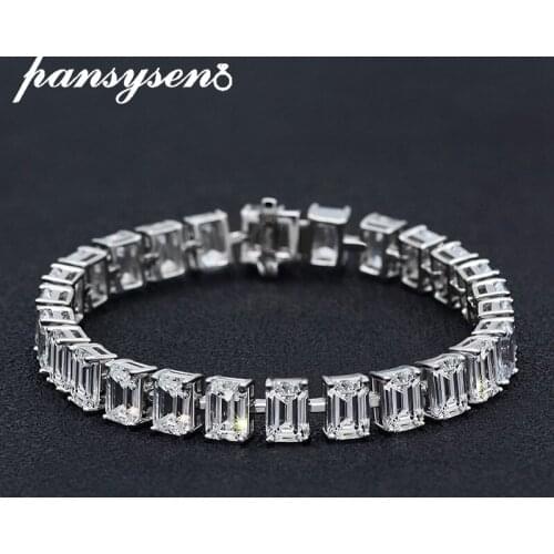 100% 925 Sterling Silver 5*7MM Created Moissanite Diamond Bangle Bracelets for Women Wedding Fine Jewelry 15~18cm Drop Shipping