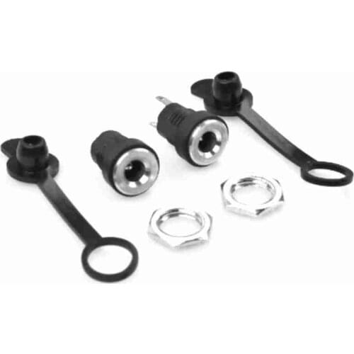 2Pcs/set DC Power Socket Connector with Waterproof Cover Threaded Female Panel Mount Adapter 2.1mm X 5.5mm