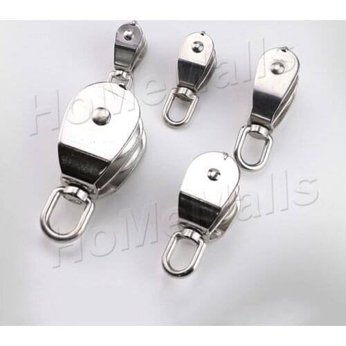 4pcs Lifting Rope Pulley Wheel 304 Stainless Steel Swivel Marine Traction Pulley Heavy Duty Double Wheels Roller Marine Hardware