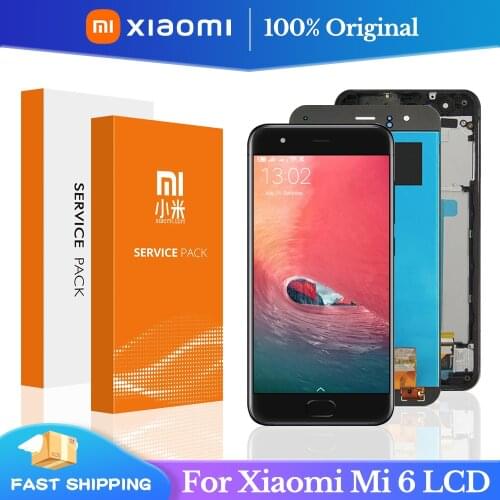 5.15'' Original LCD For Xiaomi Mi 6 LCD Display Touch Screen Digitizer with Frame Fingerprint Sensor For Xiaomi mi6 LCD Screen