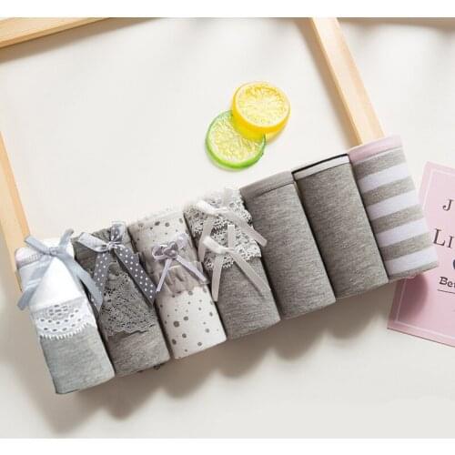 7 Pcs/lot Low-Rise Bow Panties Womens Sexy Briefs Comfort Underwear Underpants Soft Lingerie Sexy Panties Ladies Girls Shorts