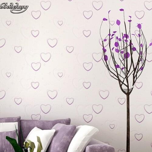 Beibehang Fashion pink love bedroom non - woven warm living room TV backdrop wall thickening wallpaper