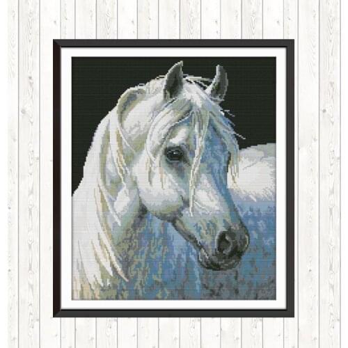 White Horse DIY Handmade Needlework Chinese Cross Stitch Printed on Canvas DMC Thread Embroidery Home Decor Patterns Kits