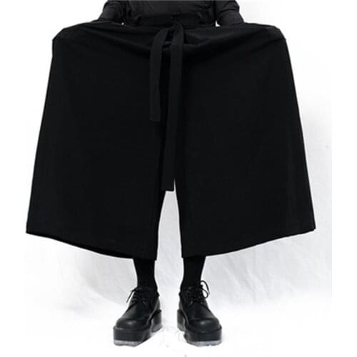 New Yamamoto Yoshi style mens casual trousers wide leg culottes super loose dark bell bottoms