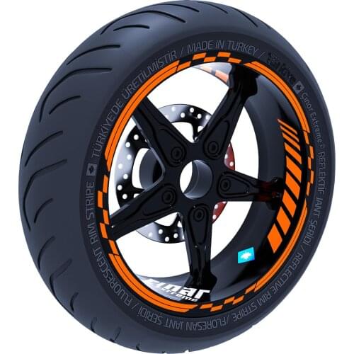 Fluorescent Orange Moto GP Inner Outer Rim Rim Set Tape Wheel Stripes Decals Sticker CinarExtreme