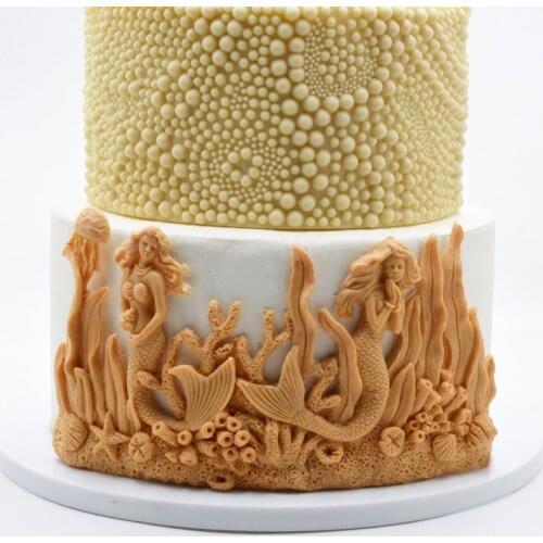 New Mermaid Tail Silicone Mold Ocean Series Coral Seaweed Fondant Cake Mold Chocolate Baking tools