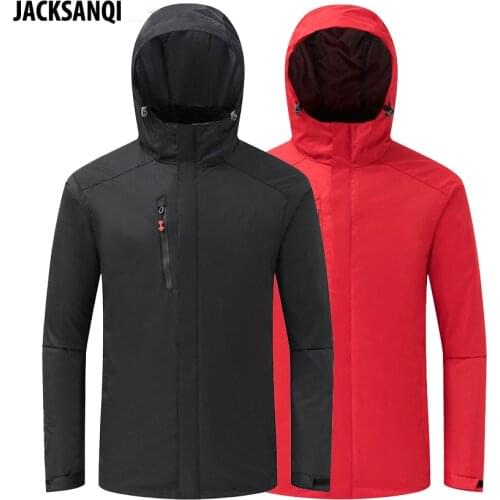 JACKSANQ Winter Mens 2 Pieces Softshell Hiking Jackets Outdoor Sports Windbreakers Trekking Climbing Camping Hooded Coats RA334