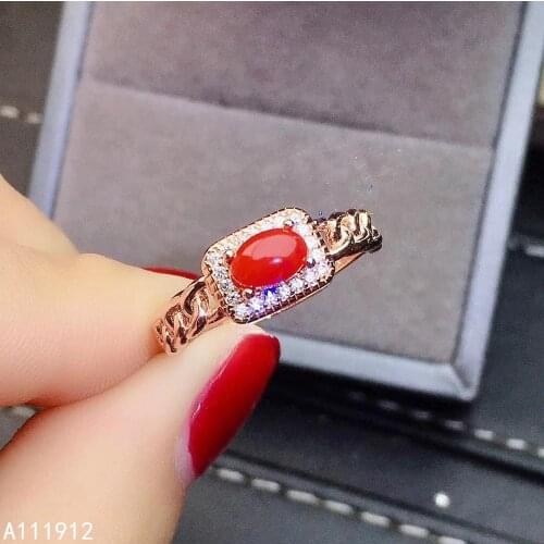 KJJEAXCMY fine jewelry natural red coral 925 sterling silver new women gemstone ring support test popular