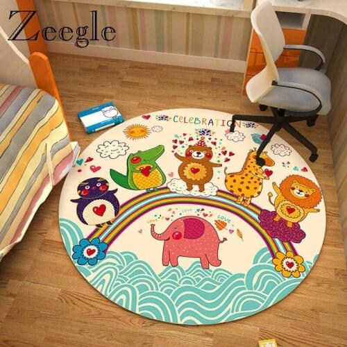 Zeegle Round Carpet Anti Slip Living Room Floor Rug Bathroom Shower Mat Absorbent Sofa Area Rug Bedside Carpet Mat Kids Room Rug