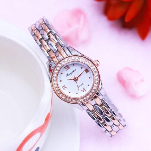 2018 hot seller women ladies rose gold silver office lady quartz watches hand catenary diamond fashion girlfriend gifts clock