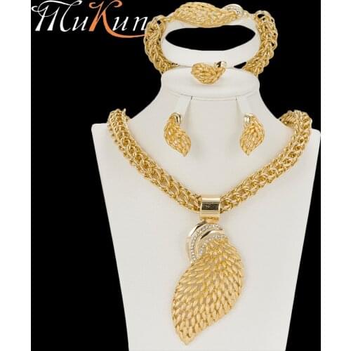 MuKun Classic ethiopian jewelry set for wedding african jewelry sets dubai gold color for women necklace/earrings sets jewelry