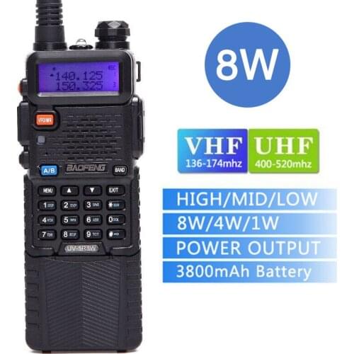 Baofeng UV-5R8W walkie talkie 3800mAh Battery Tri-Power 8W/4W/1W Two way radio 10 km Dual Band VHF&UHF CB Radio