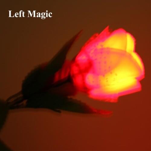 1 Set Flash Light Up Rose Include Finger Light Silk Flowers Magic Trick Illusion ValentineS Day Gift Prop Magic Kids Toys