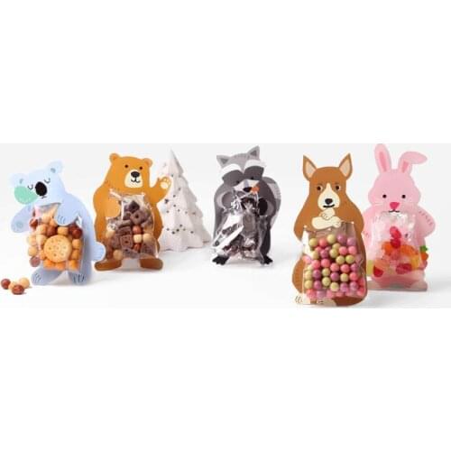 Pink Rabbit Candy Bags Easter Party Decorations Sugar Candy Chocolate Bags Packaging with Greeting Cards Wedding Decora