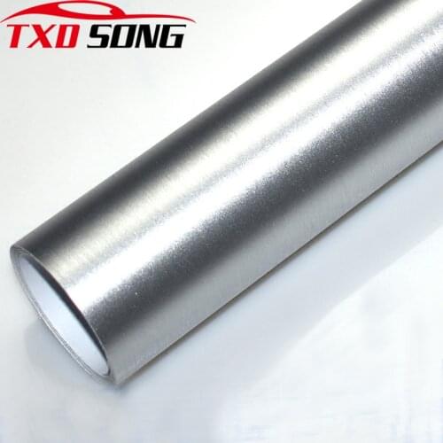 Silver Metallic Brushed Aluminum Vinyl Metal Car Wrap Film DIY Styling Adhesive Car Motorbike Sticker Decal 10/20/30/40/50X152CM