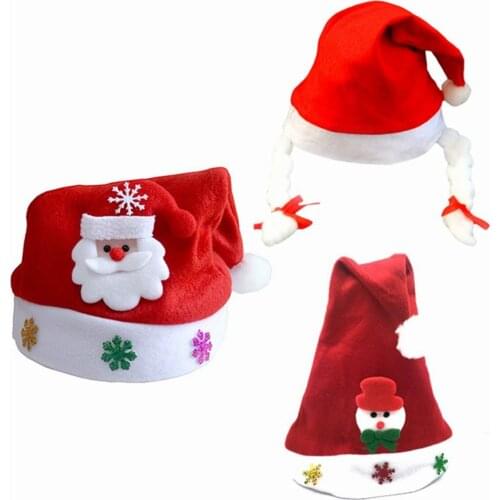 Cheer Christmas Hat Children Santa Claus Snowman Xmas Party Red Cap Gift