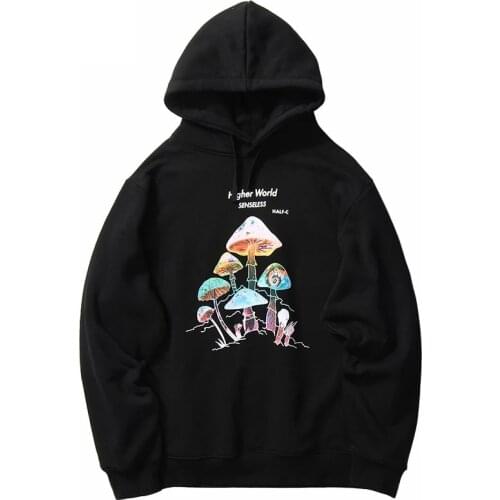 Hip Hop Streetwear Rainbow Mushroom Hoodie Sweatshirt Autumn Winter Harajuku Hoodie Pullover Women Oversized Hooded Sweatshirt