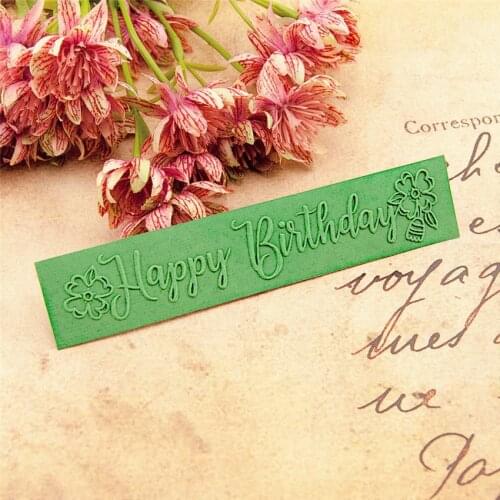 15x3cm Happy birthday Embossing folders Plastic bump Scrapbooking DIY Template Fondant indentation Cake Photo Album Card Make