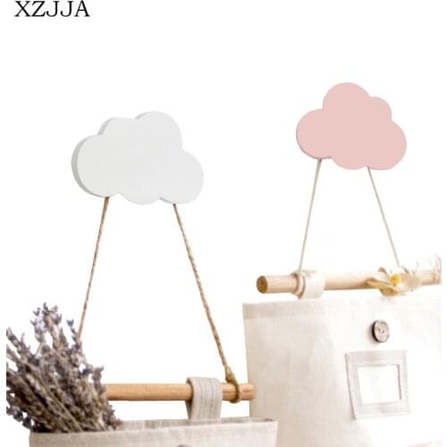 XZJJA Cute Cloud/Crown/Car/Stars Cartoon Wooden Storage Racks Kids Room Decoration Hooks Nordic Style Wall Hanger Shelf Hooks