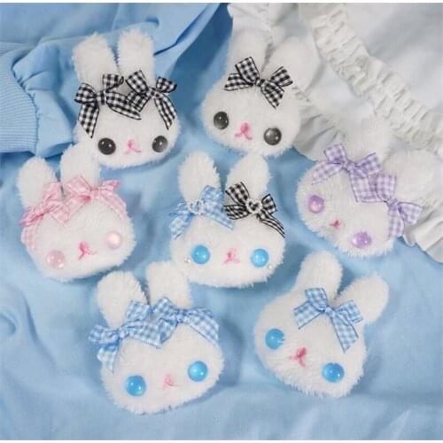 Handmade Lolita Kawaii Plush Rabbit Bowknot Hairpin Brooch Pin Cosplay Girls Jewelry D741