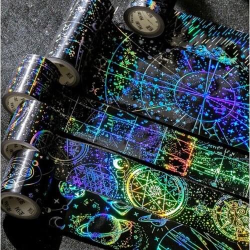 1PC Laser Bronzing Tape Washi Tape Set, Colorful Black,5mm Wide DIY Masking Tape