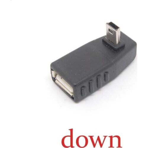 10pcs 90 Degree down A Female to 5-pin B Male Mini USB OTG Host adapter USB2.0