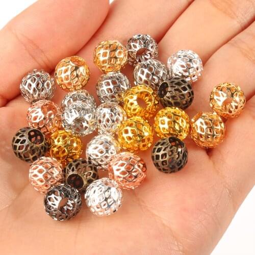 10pcs/lot Mesh Net Copperl Spacer Beads 9x10mm Fashion Round Shape for DIY Bracelet Jewelry Making Accessories