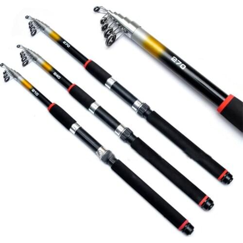 2.1M 2.4M 2.7M Portable Telescopic Glass Fiber Fishing Rod Ultra Light Spinning Fishing Pole Sea Rod HJ065 Free Shipping