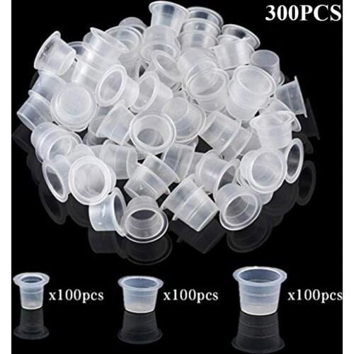 300pcs Mixed Sizes Tattoo Ink Cups Caps #9 Small #13 Medium #16 Large Pigment Caps Microblading Ink Cups for Tattoo Pigment Ink