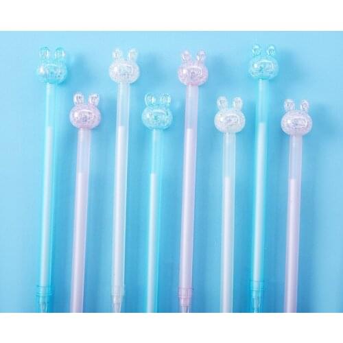 36PCS Korean-Style Creative Crystal Head Modeling Rabbit Gel Pen Colorful Laser Student Fine Stationery Kawaii School Supplies