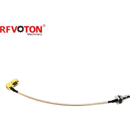 Free shipping 5pieces rf cable assembly 15cm long QMA female bulkhead to SMA male right angle with RG316 Jumper cable