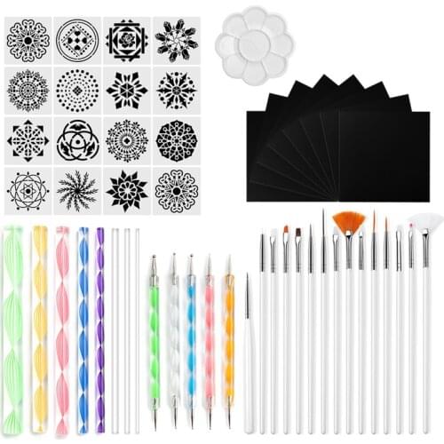 53PCS Mandala Dot Tool, Painting Template, DIY, Stone Carving, Introduction, Drawing Pen, Ballpoint Pen, Art Package Black Paper