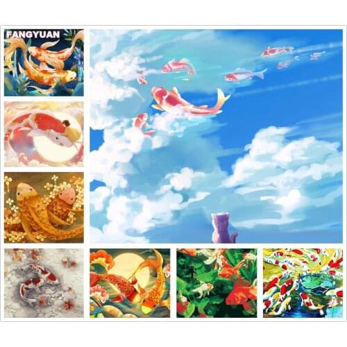 5D Diy Diamond Painting Full Square Round Koi Fish Diamond Embroidery Mosaic Animal Cross Stitch Kit Art Picture Home Decor Gift